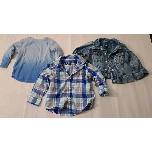 Kids Clothes 12-18 Months Lot Of 2 Shirts + Jean Jacket - Picture 1 of 7